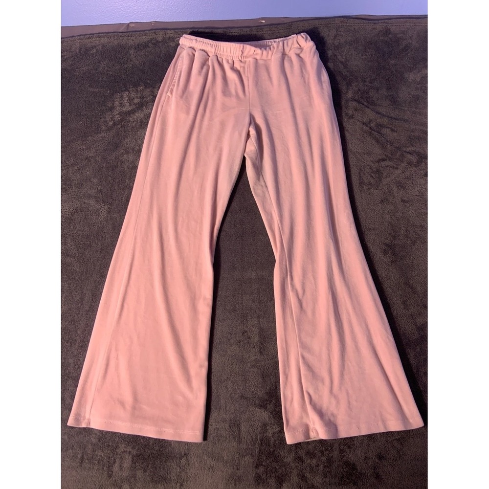Bratz Rhinestone Logo Velour Flare Pants Women's Size M Pink Style Used